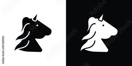 Alicorn icons in black and white clipart style