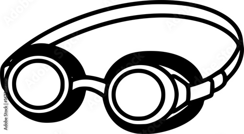 Swimming goggles outline icon vector Silhouette illustration isolated on white background 