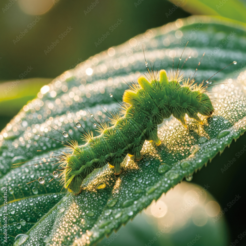 Fototapeta premium green caterpillar on a leaf
