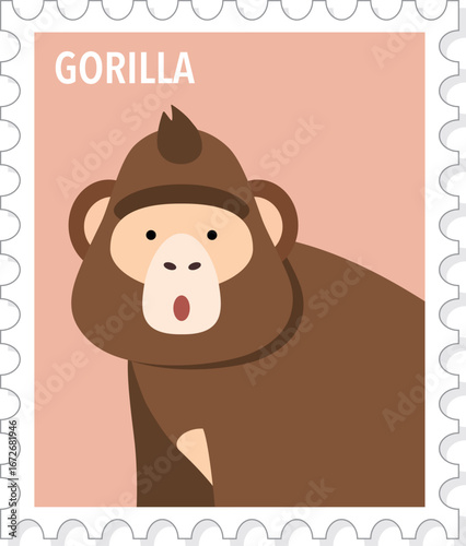 Wallpaper Mural Gorilla, Cute Animal Stamp Vector Illustration, Print Torontodigital.ca