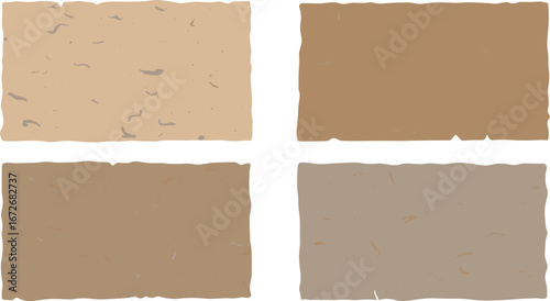 Four square brownish paper samples on transparent background