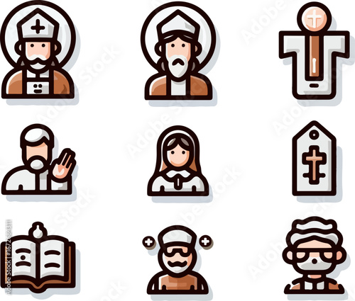 sketch vector illustration silhouette image design caricature icon logo symbol character of a pastor preaching about goodness bringing a message of peace in modern abstract style