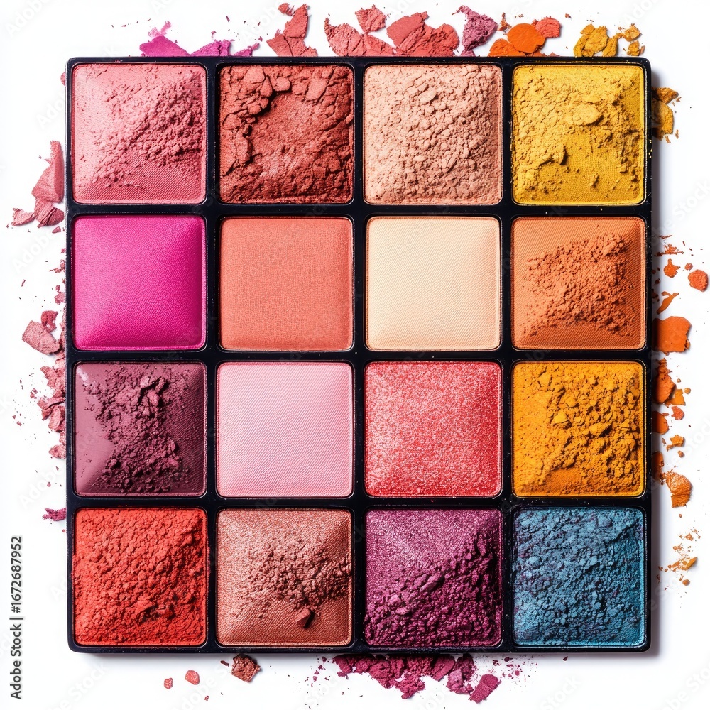 Fototapeta premium Colorful Makeup Palette with Rich Shades and Texture