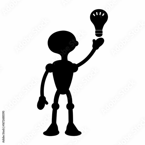 Silhouette figure holding up a lightbulb, symbolizing a new idea generation