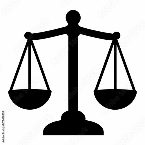 Silhouette of a classic balance scale representing justice and fairness concept