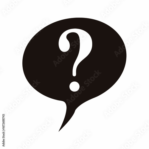 Question mark in a speech bubble represents doubt and inquiry for discussion