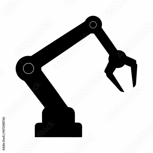 Simplified schematic silhouette of a robotic arm, industrial automation machine