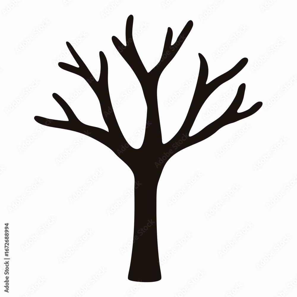 Fototapeta premium Silhouette of a bare tree in winter against a bright white background