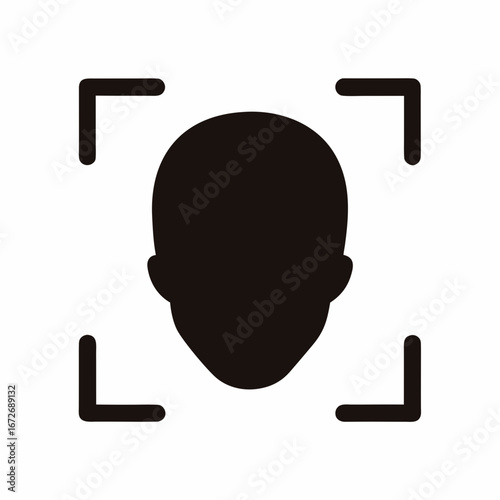 Face recognition icon with corners targeting system, face detection technology, security and access