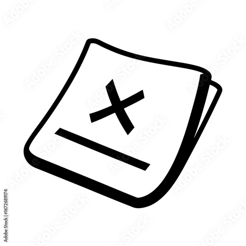 Marked ballot paper icon in simple black and white vector illustration