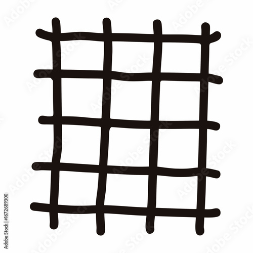 Simple hand drawn black grid creating nine white squares illustration
