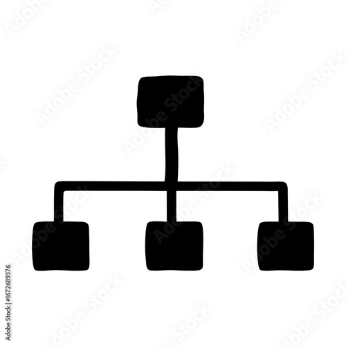 Hand drawn hierarchical diagram showing one parent node with three child nodes