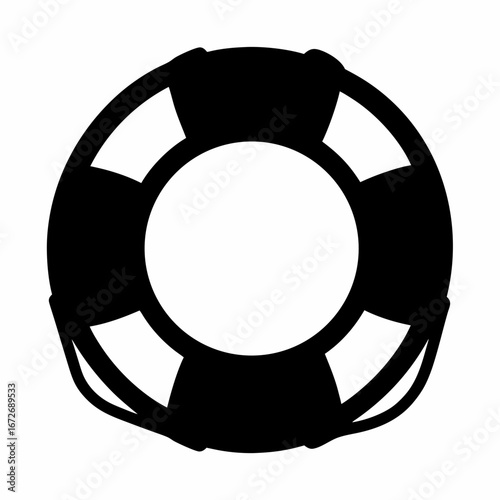 Isolated black and white life preserver icon for safety and rescue situations
