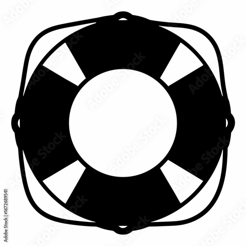 Iconic life preserver silhouette illustration used for maritime safety and rescue