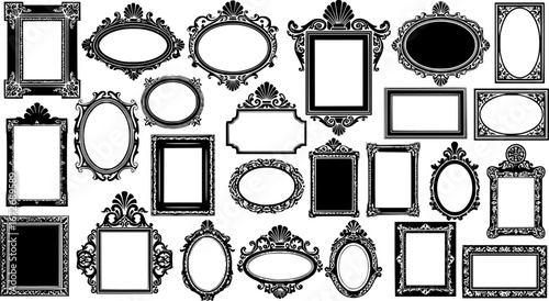 frames silhouette, Baroque frame silhouettes, Decorative ornamental frame silhouettes, Picture frames svg, Baroque frame svg, Decorative ornamental frame svg, Vintage picture frame svg.