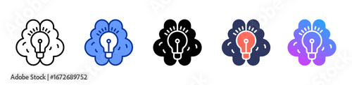 Brainstorming icon sheet multiple style collection