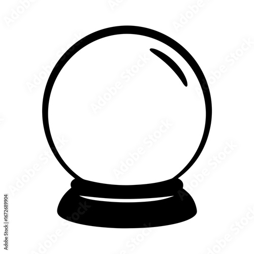 Minimalist black and white illustration of a fortune teller's crystal ball