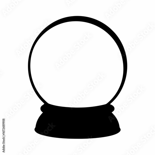 Simple Black and White Silhouette of a Snow Globe on a Stand