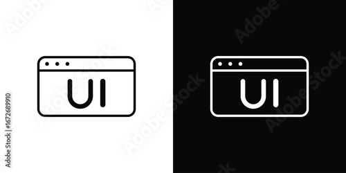 Website UI design icon in line art versions on white background