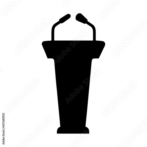 Black and white podium with microphones illustration of public speaking platform