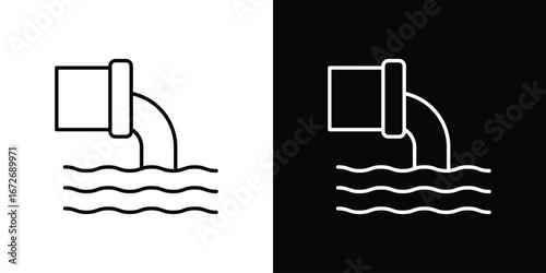 Wastewater icon in line art versions on white background