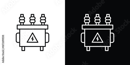 Transformer icon in line art versions on white background