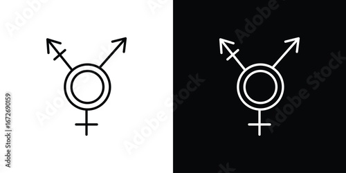 Transgender icon in line art versions on white background