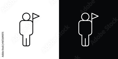 Tour guide people icon in line art versions on white background