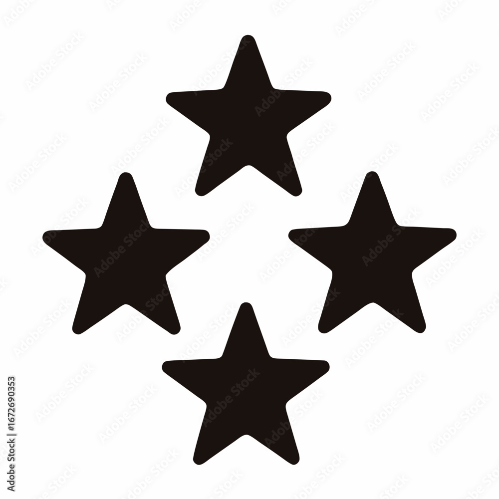 Obraz premium Four Solid Black Star Shapes Arranged in a Diamond Configuration Pattern