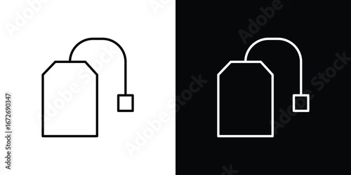 Tea bag icon in line art versions on white background