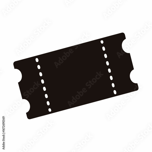 Black and white illustration of a generic ticket with perforation marks