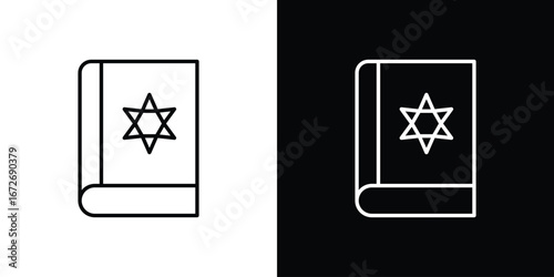 Tanakh book icon in line art versions on white background