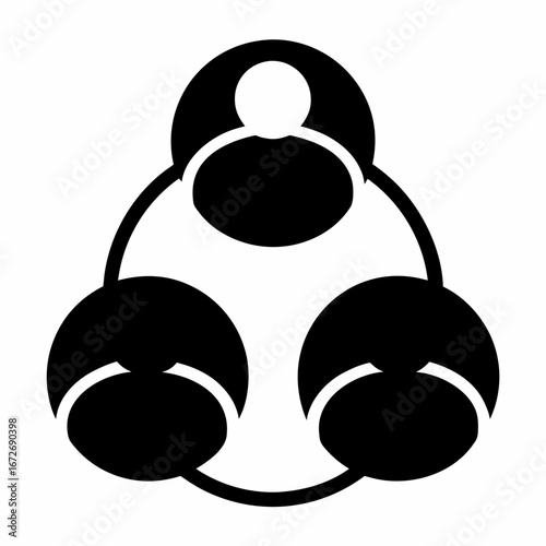 A simple black and white interconnected nodes network graph illustration