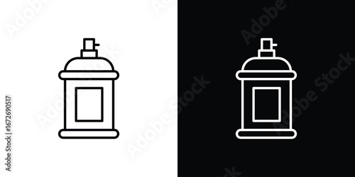Spray can icon in line art versions on white background