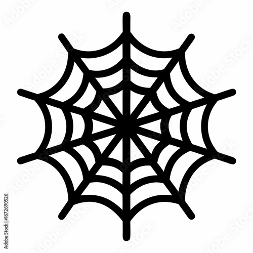 Black and white iconic spiderweb symbol for Halloween, vector illustration design