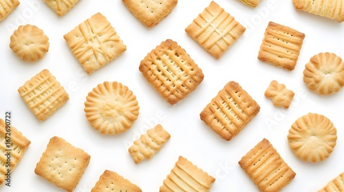 Assorted Sweet Crackers Biscuits Background Pattern