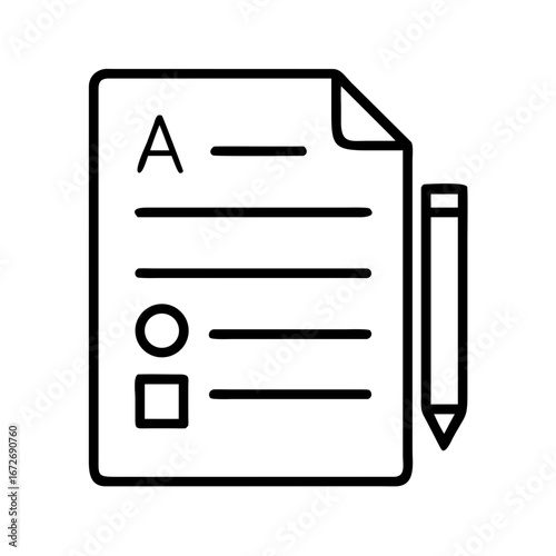 Examination form for A student with pencil indicating test or survey