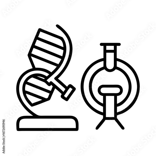 Science and genetic engineering icons representing DNA sequencing and experiments in vector form