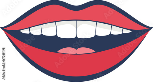 Smiling Lips with Teeth Mouth Illustration