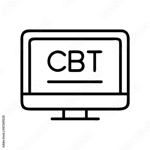 Computer Screen Displaying CBT cognitive behavioral therapy acronym mental health treatment icon