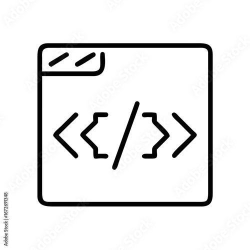 Coding file icon depicting computer language markup symbols and folder tab