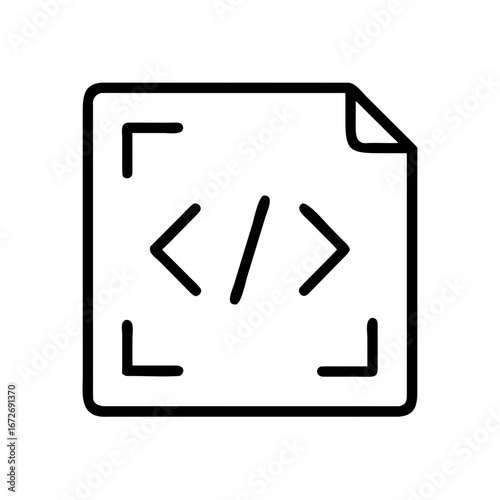 Coding file icon representing software development and web page creation processes