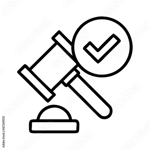 Judicial approval icon with a check mark for a case decision