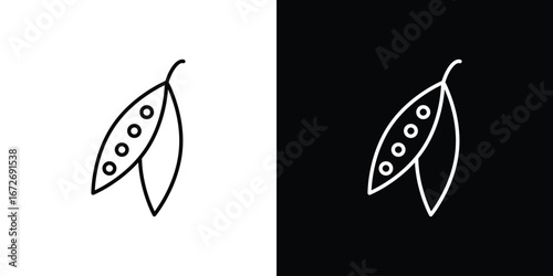 Peapod icon in line art versions on white background