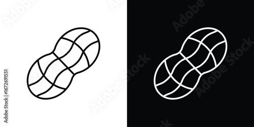 Peanut icon in line art versions on white background