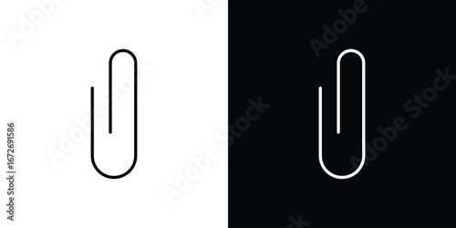 Paperclip icon in line art versions on white background