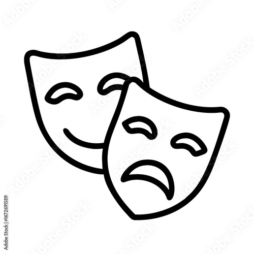 Symbolic depiction of theater with classic comedy and tragedy masks