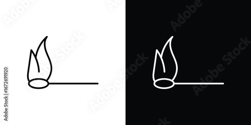 Match fire icon in line art versions on white background