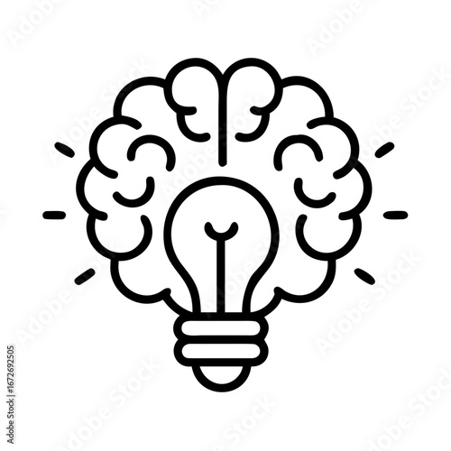 Brainstorming and Creative Idea Generation with Bulb Icon in Minimalist Style