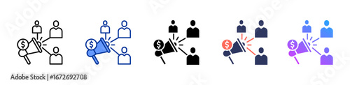 Affiliate Marketing icon sheet multiple style collection